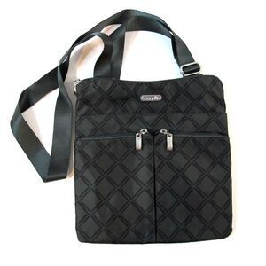 Baggallina Black Crossbody Dual Strap Handbag Purse‎